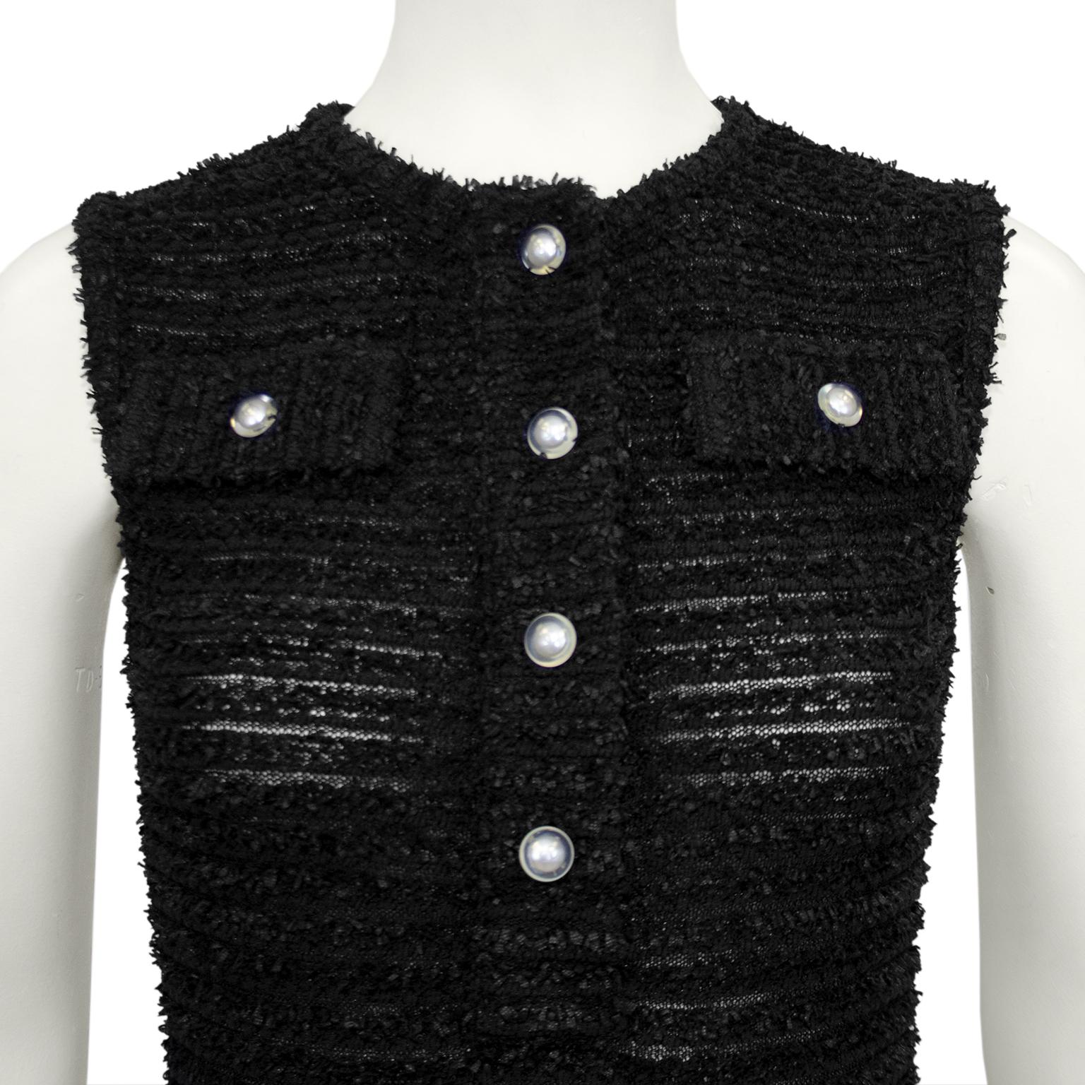 Mid 2000s Chanel Black Boucle Sheer Dress  In Good Condition For Sale In Toronto, Ontario