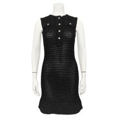 Mid 2000s Chanel Black Boucle Sheer Dress 