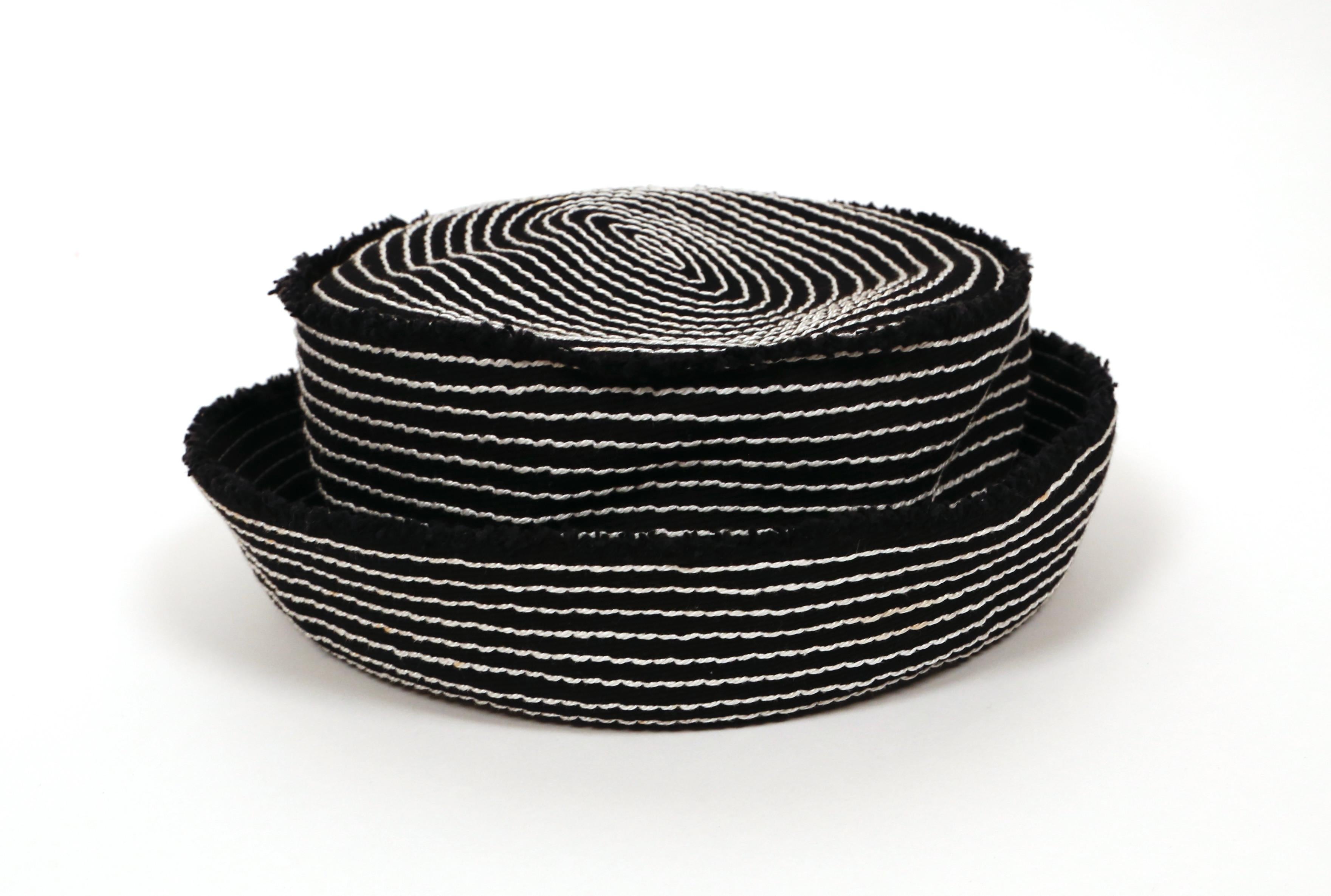 chanel bucket hat black and white