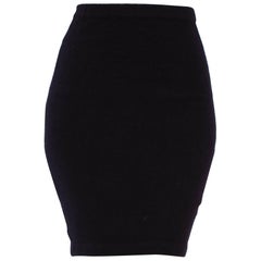1990S CHANEL Black Cashmere Knit Long Pencil Skirt