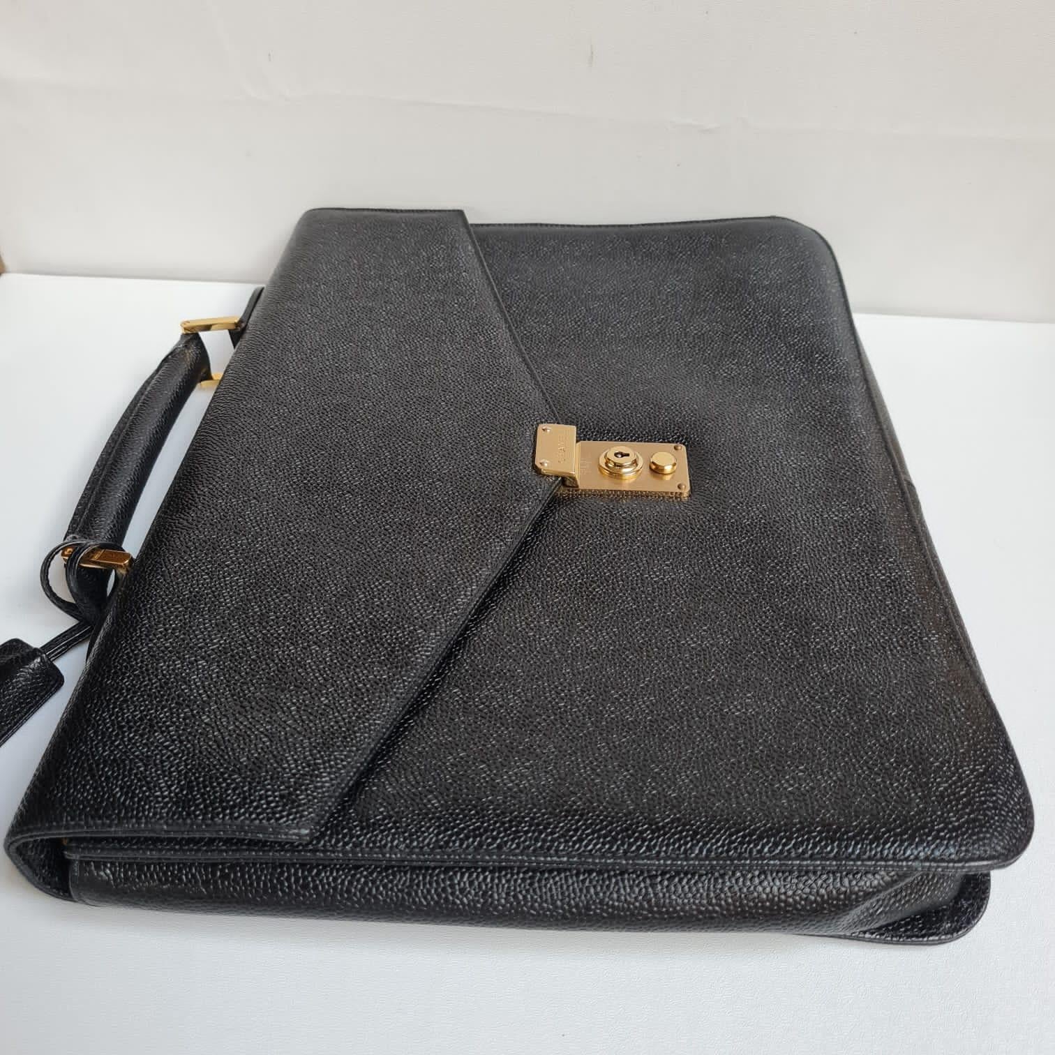 1990s Chanel Black Caviar Leather Briefcase 1