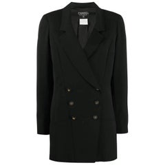 1990s Chanel Black Double-Breasted Blazer