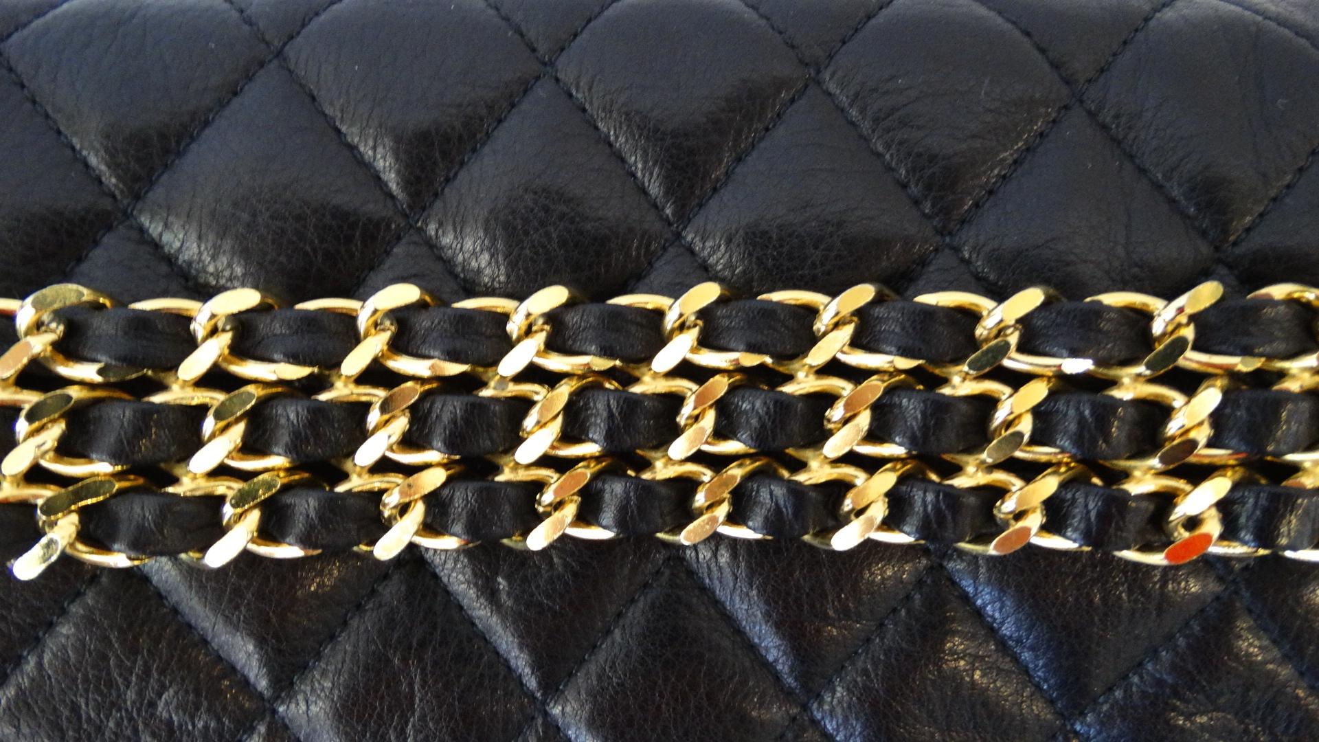 1990s Chanel Black Lambskin Chain Belt Fanny Pack 2