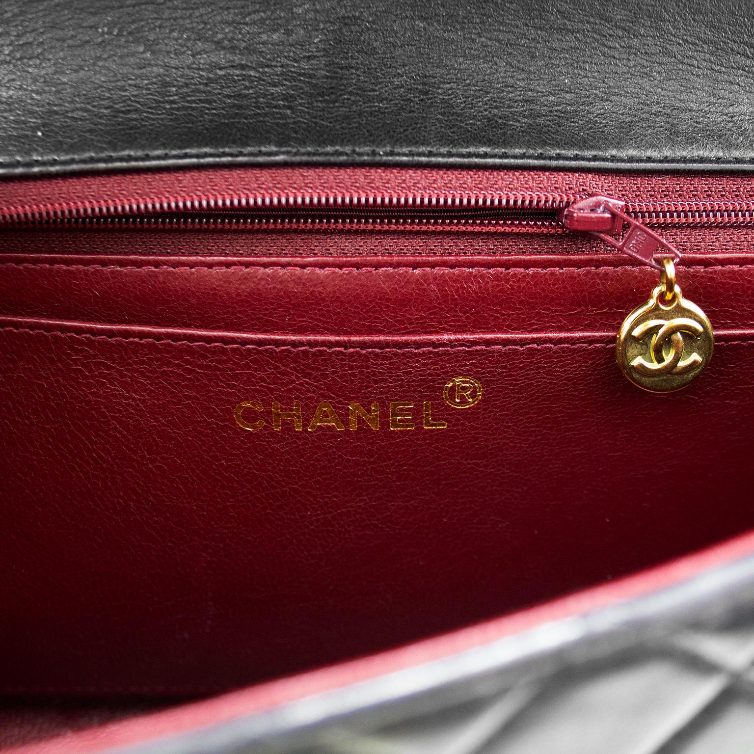 1990s Chanel Black Lambskin Classic Single Flap Double Twin Bags  For Sale 3