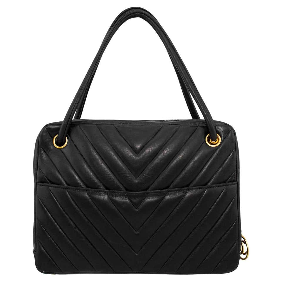 Chanel Black Quilted Lambskin Leather Diagonal Pocket Camera Bag at 1stDibs