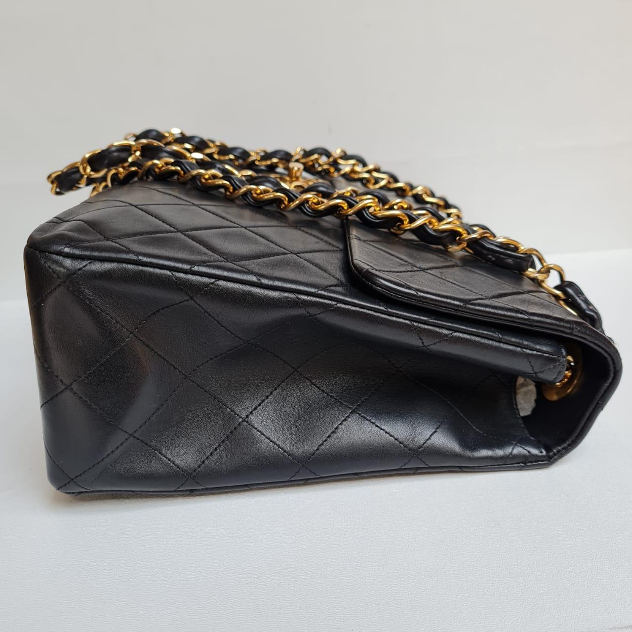 1990s Chanel Black Lambskin Leather Maxi Flap Bag 7
