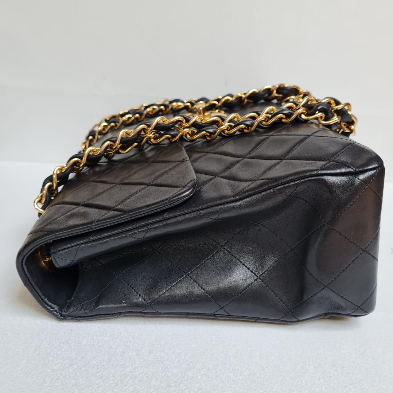 1990s Chanel Black Lambskin Leather Maxi Flap Bag 4