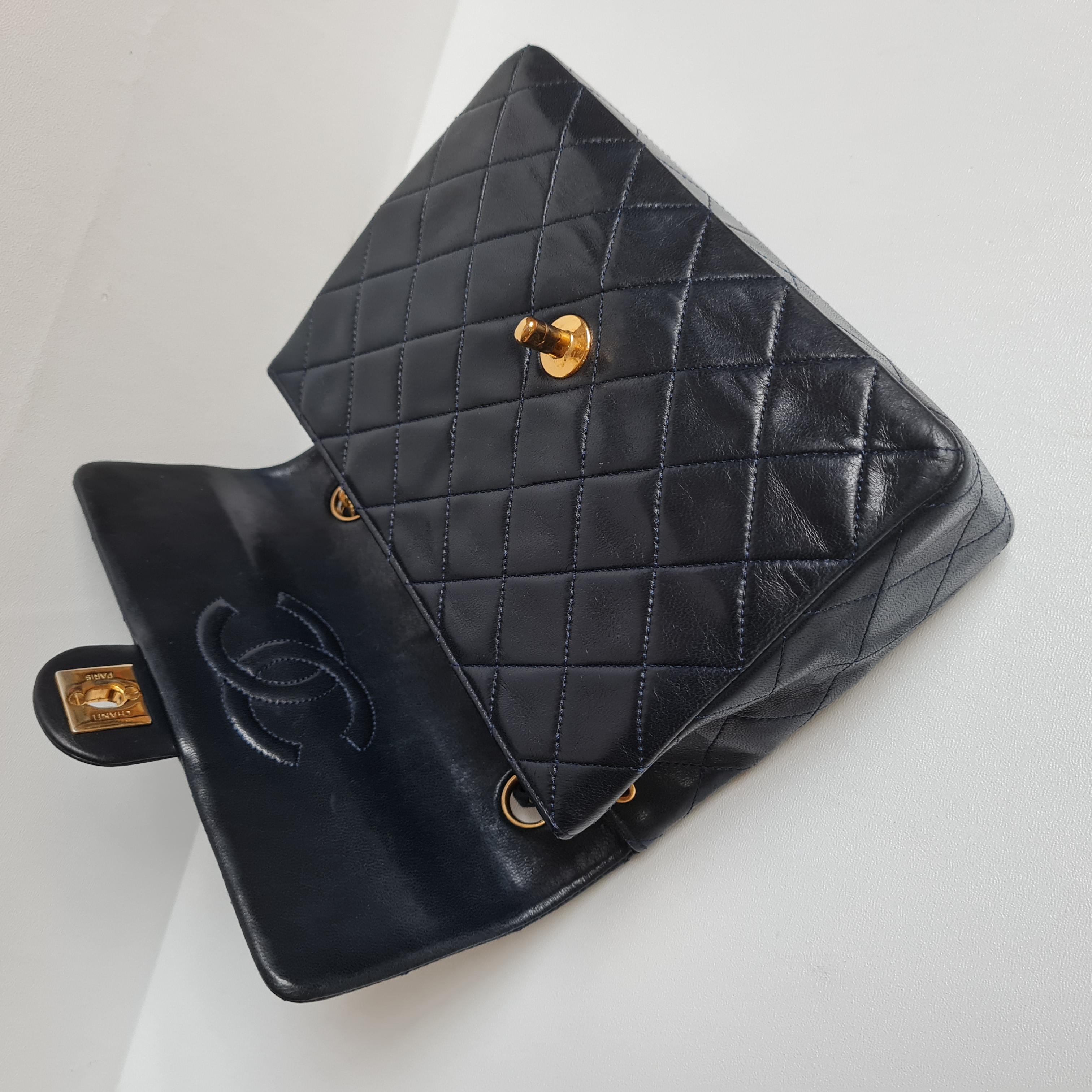 1990s Chanel Navy Lambskin Small Flap Bag 6