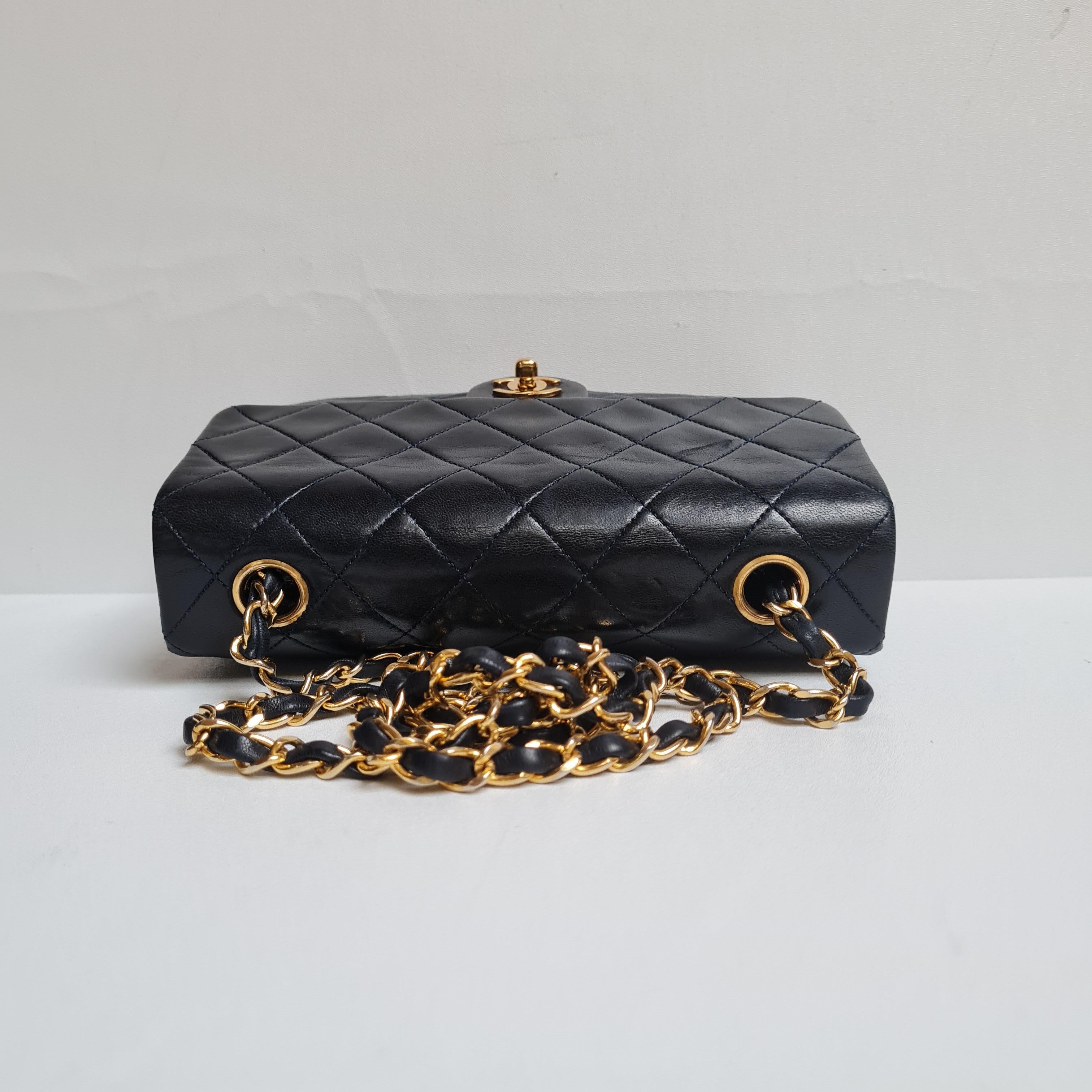 1990s Chanel Navy Lambskin Small Flap Bag 10