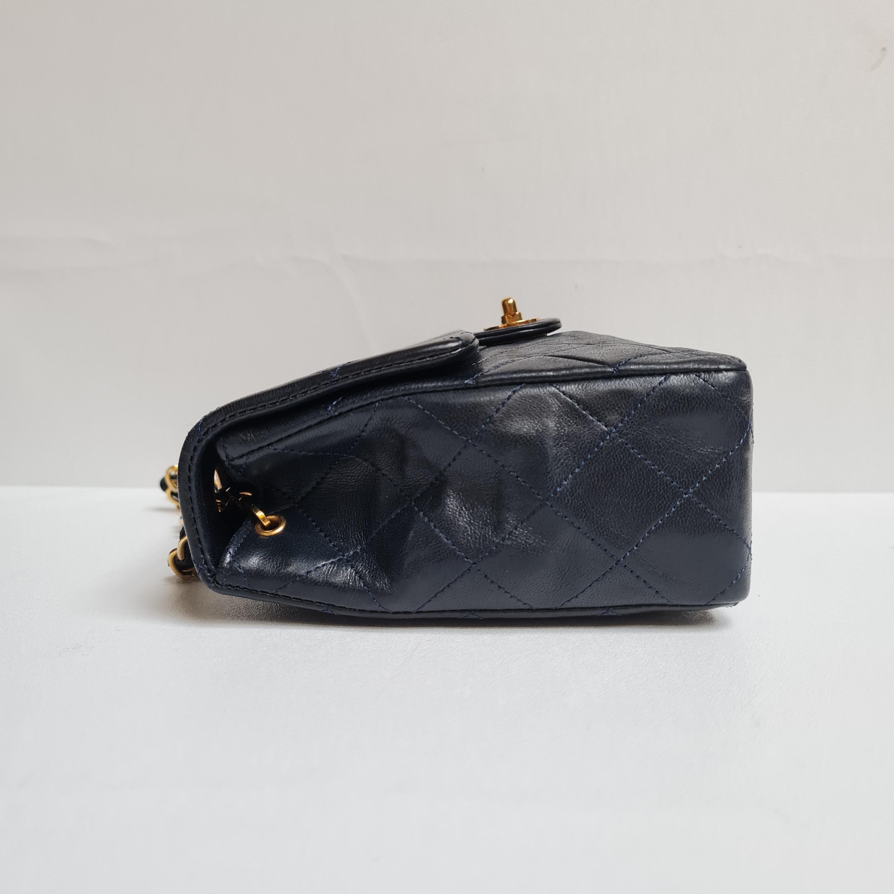 1990s Chanel Navy Lambskin Small Flap Bag 13
