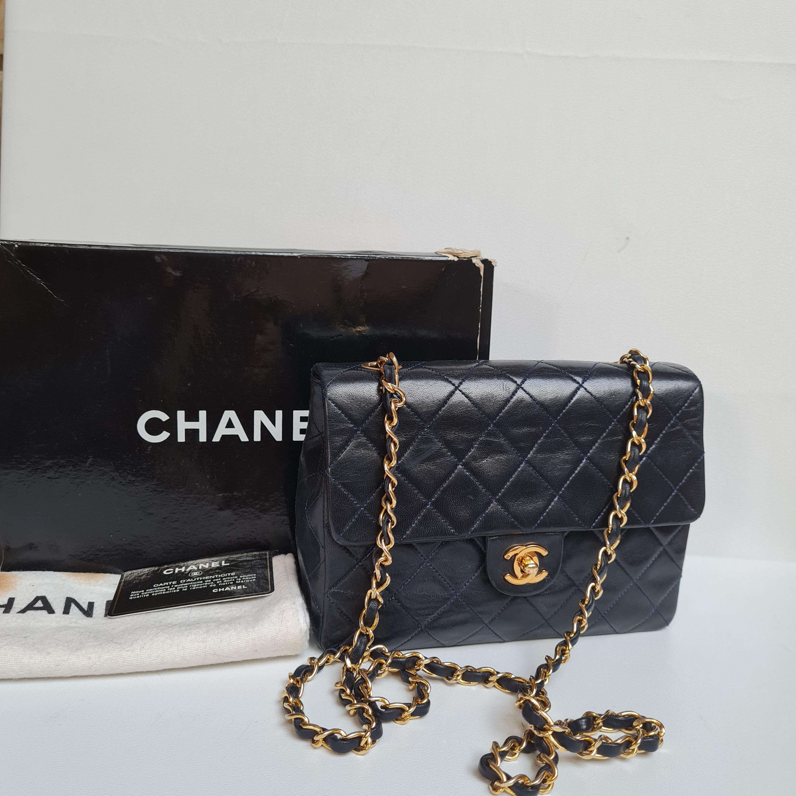 Black 1990s Chanel Navy Lambskin Small Flap Bag