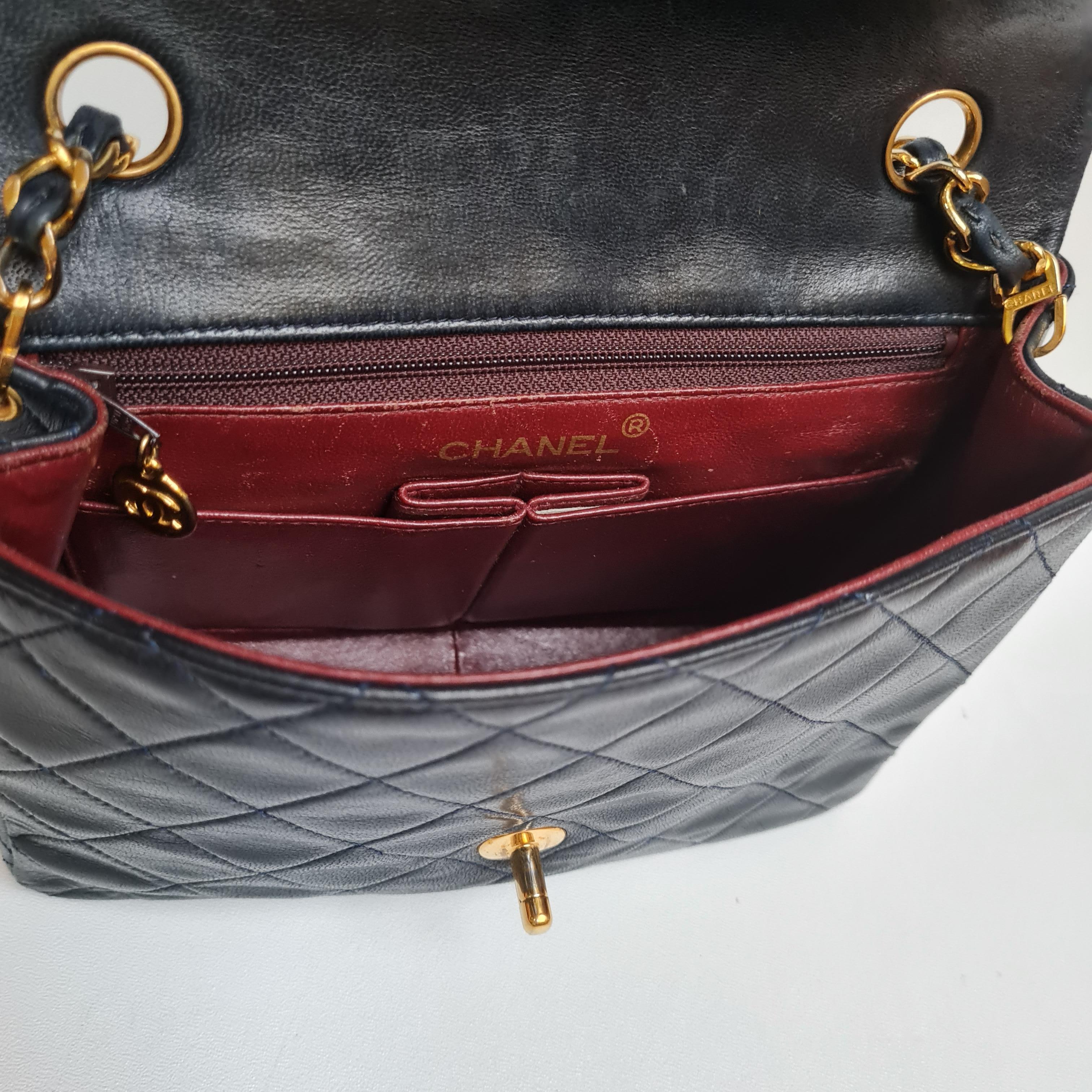 1990s Chanel Navy Lambskin Small Flap Bag 1
