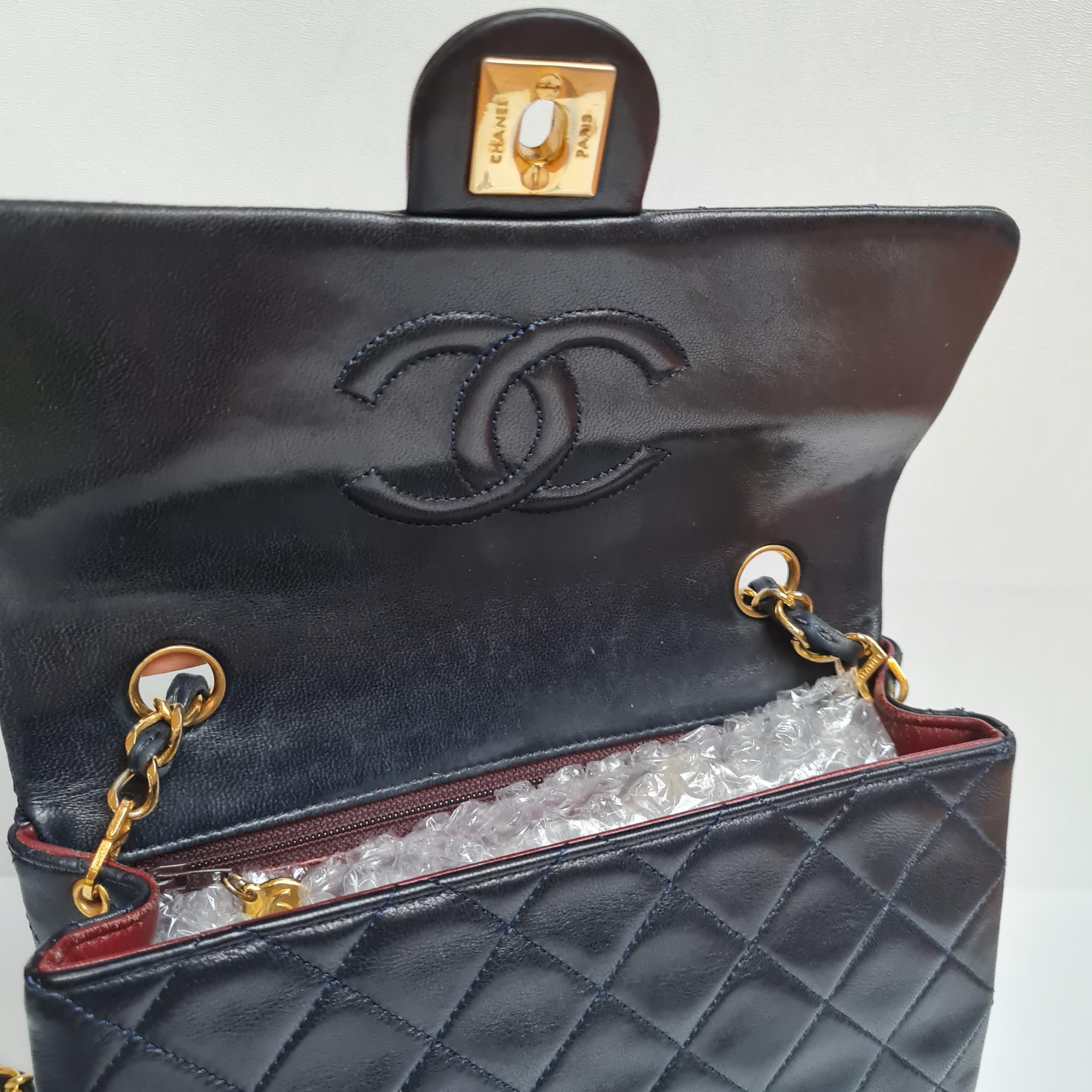 1990s Chanel Navy Lambskin Small Flap Bag 2