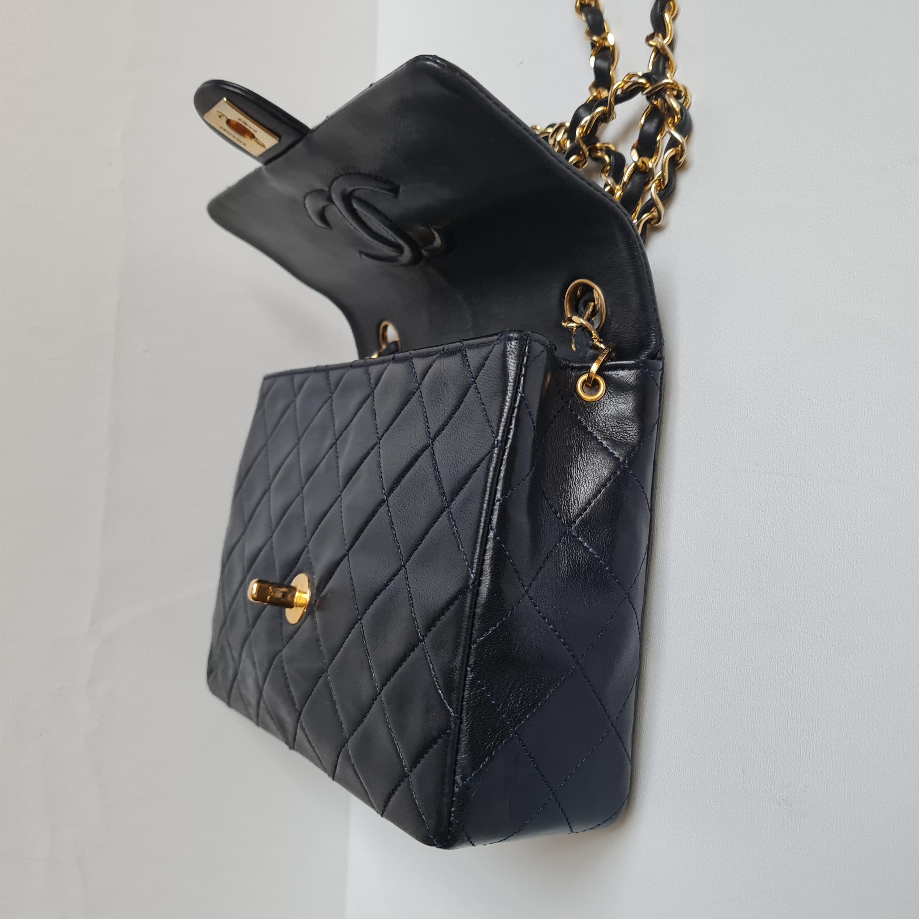 1990s Chanel Navy Lambskin Small Flap Bag 3