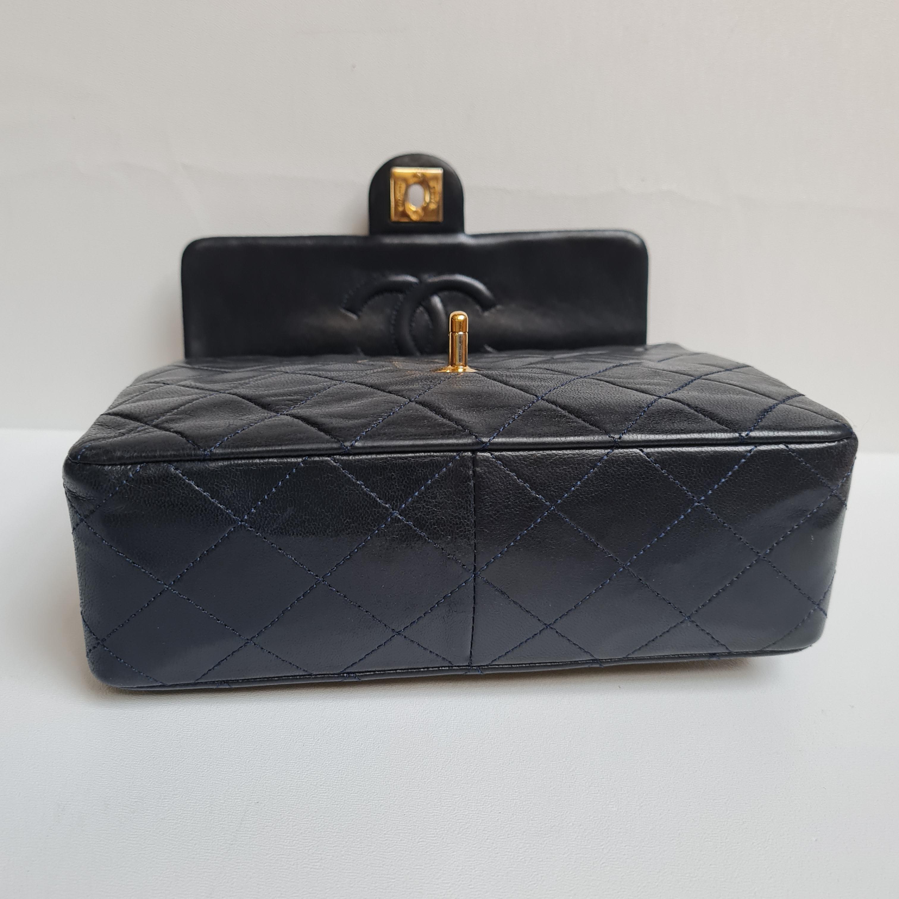 1990s Chanel Navy Lambskin Small Flap Bag 4