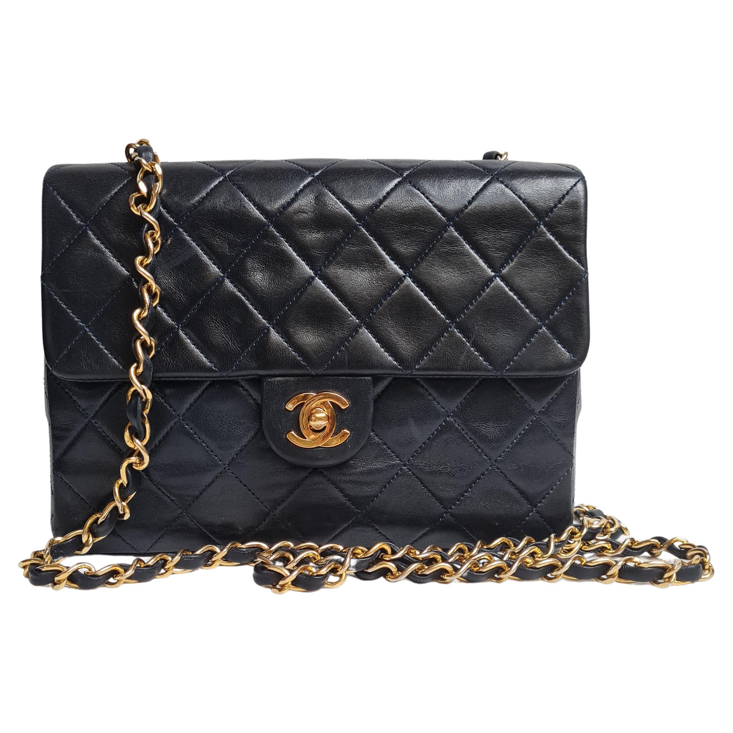 1990s Chanel Navy Lambskin Small Flap Bag