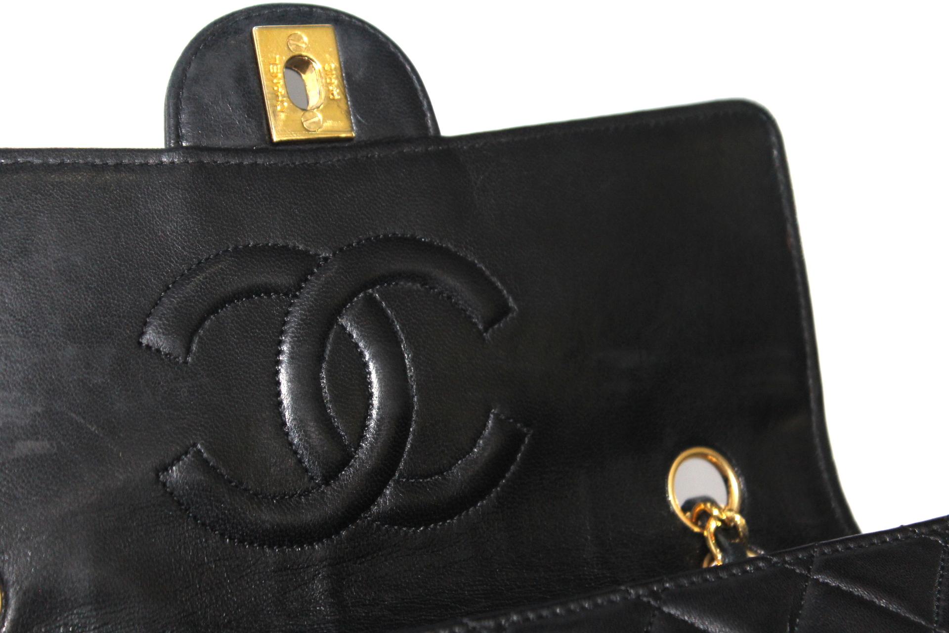 1990s Chanel Black Leather 2.55 Vintage Bag 1