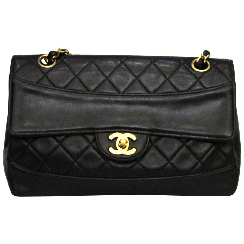 1990s Chanel Black Leather 2.55 Vintage Bag