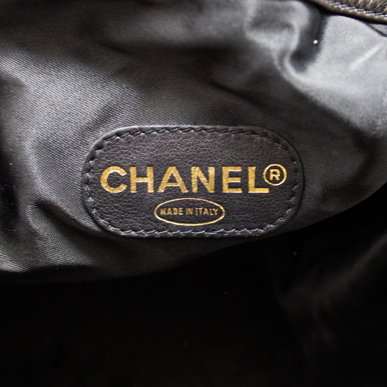 1990s Chanel Dark Brown Leather Bucket Bag  5