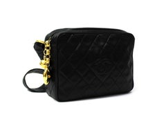 1990s Chanel Black Leather Camera Bag