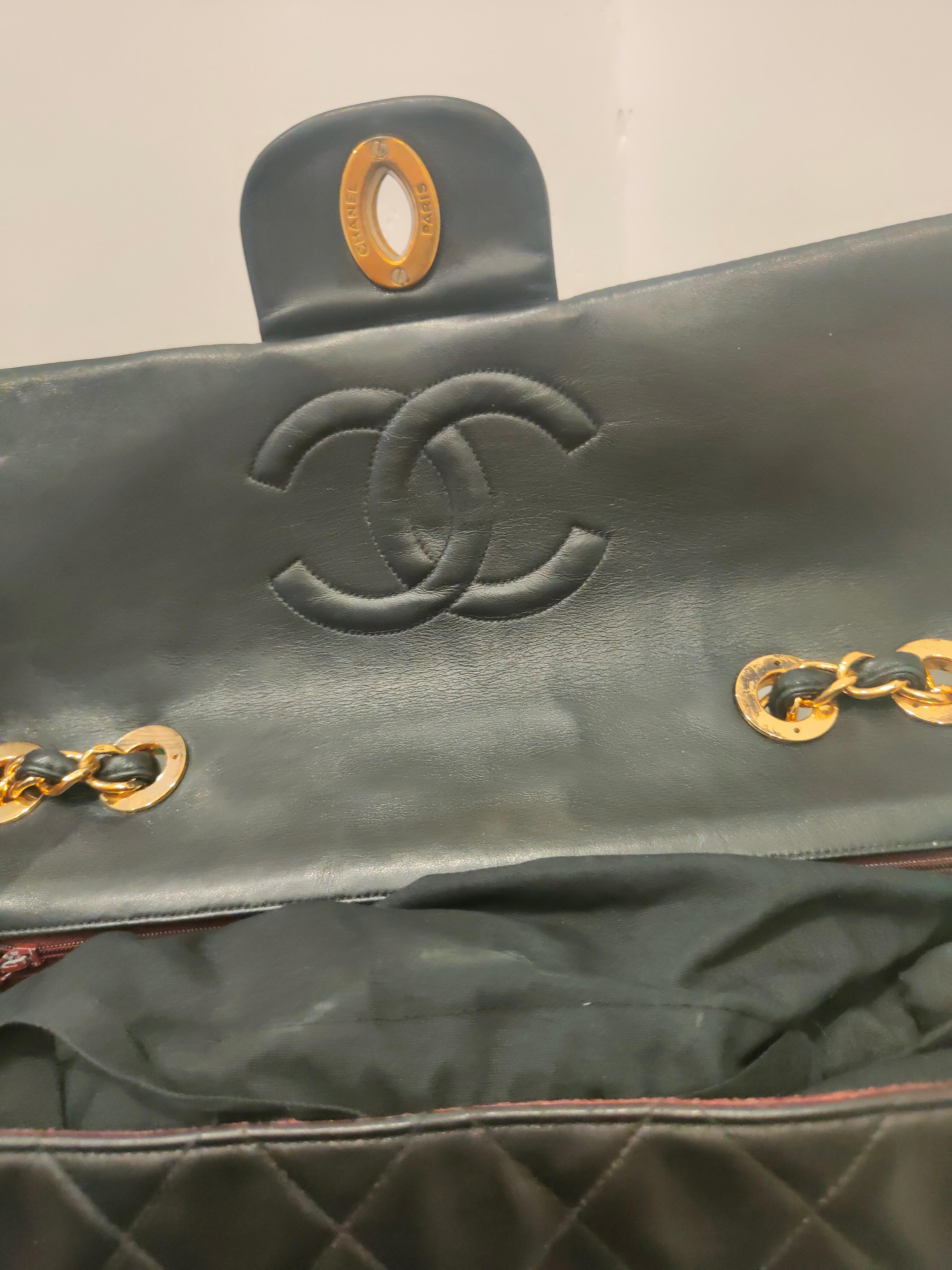 1990s Chanel black leather Maxi Jumbo 1