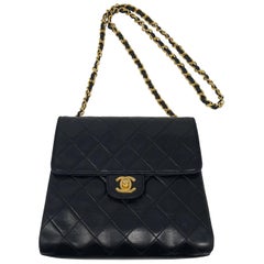 1990
s Chanel Black Leather Mini Crossbody Bag