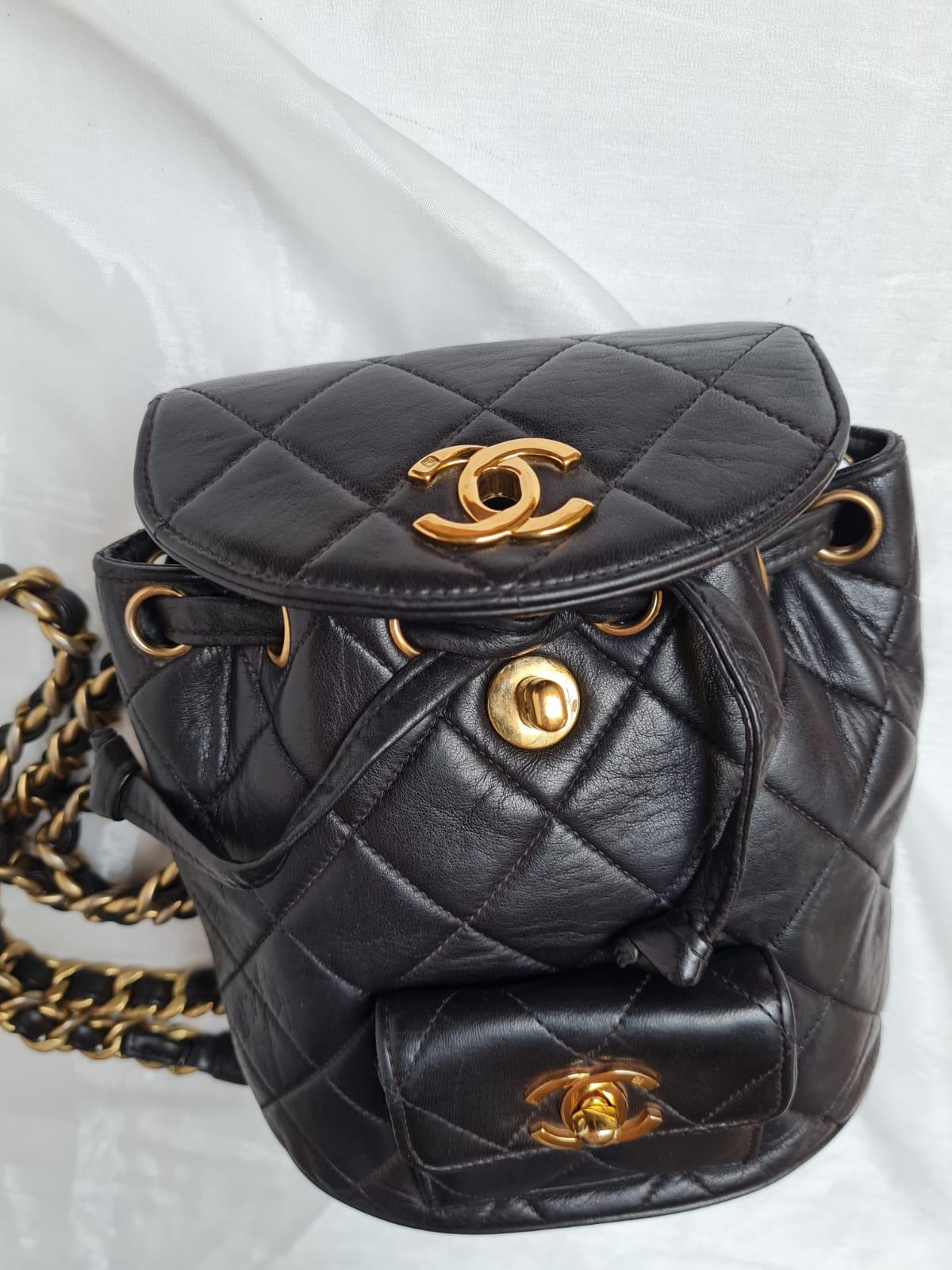 1990s Chanel Black Leather Mini Duma Backpack 4