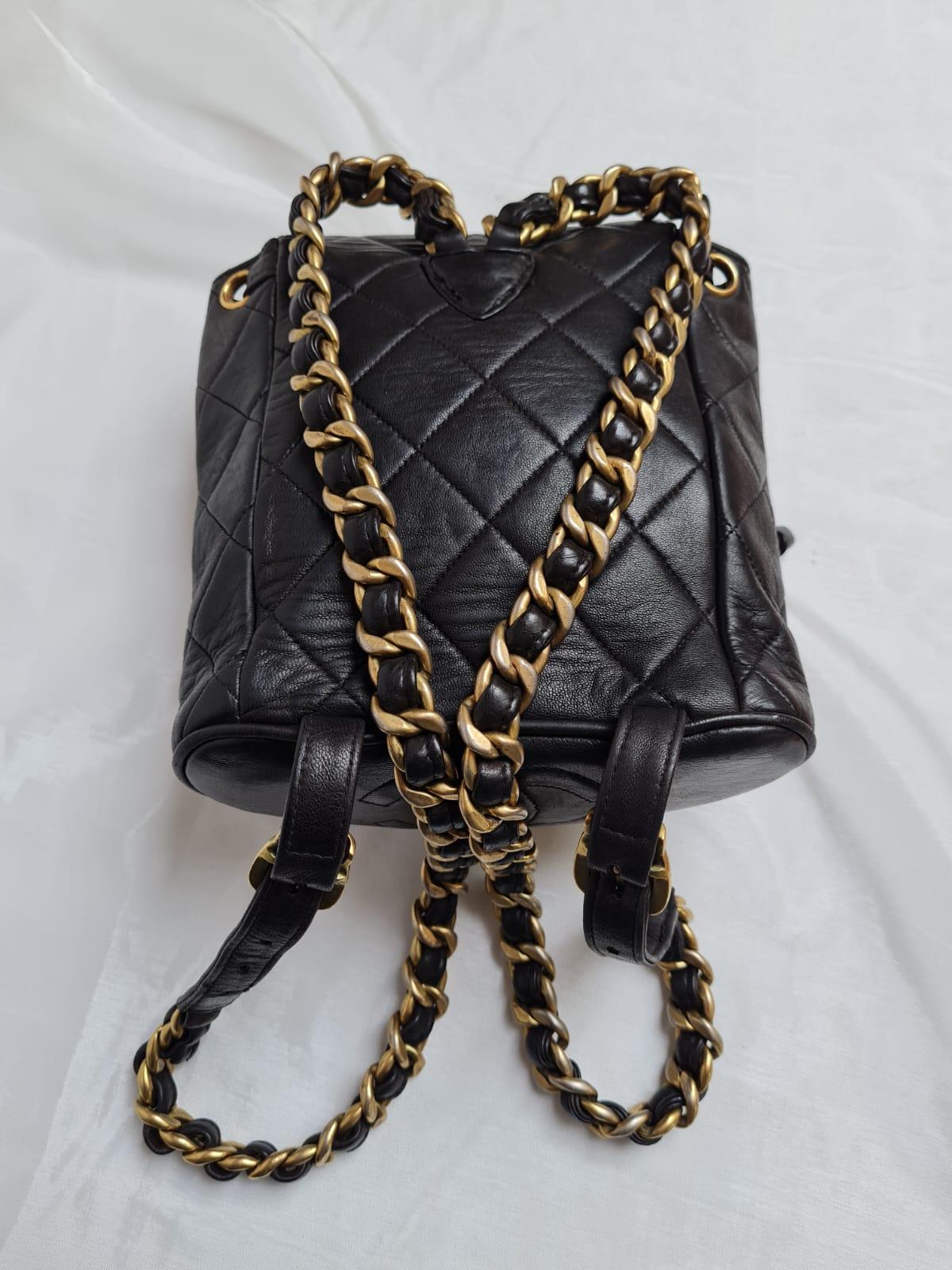 1990s Chanel Black Leather Mini Duma Backpack 6