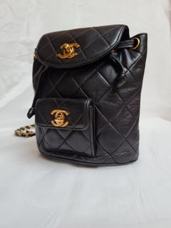 1990s Chanel Black Leather Mini Duma Backpack