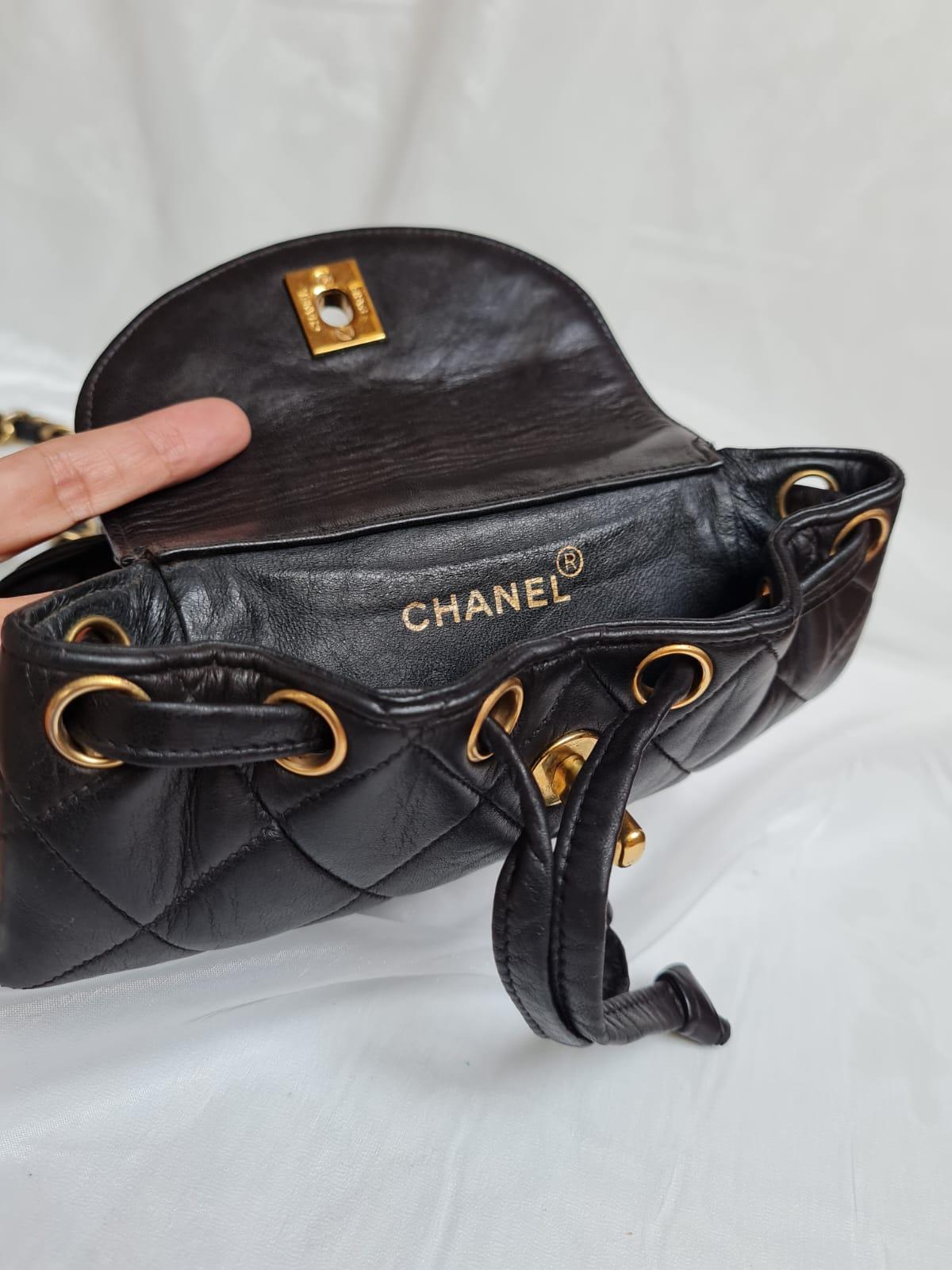 1990s Chanel Black Leather Mini Duma Backpack In Good Condition In Jakarta, Daerah Khusus Ibukota Jakarta