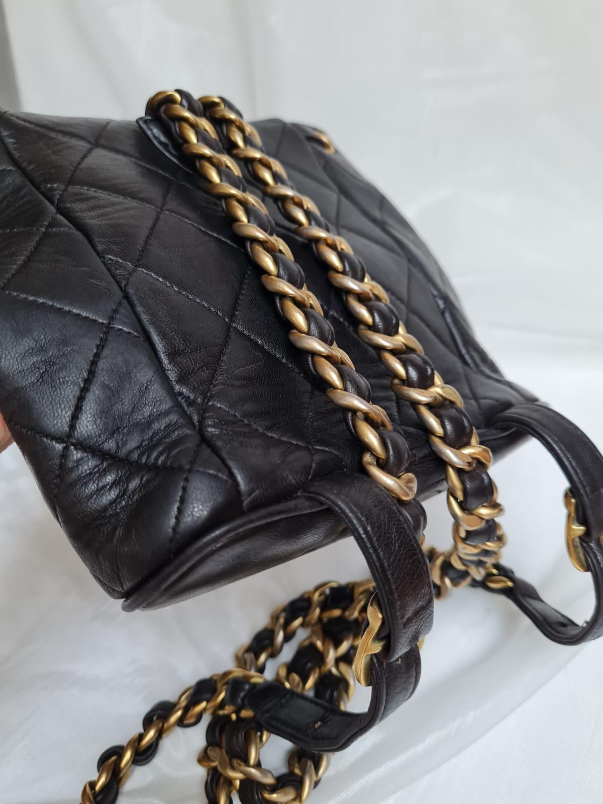 1990s Chanel Black Leather Mini Duma Backpack 1