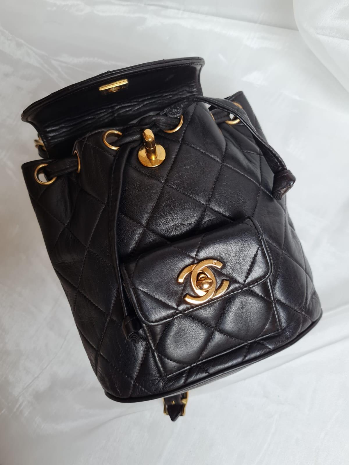 1990s Chanel Black Leather Mini Duma Backpack 2