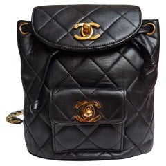 1990s Chanel Black Leather Mini Duma Backpack