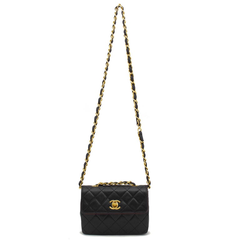 1990s Chanel Black Leather Mini Flap Bag at 1stDibs