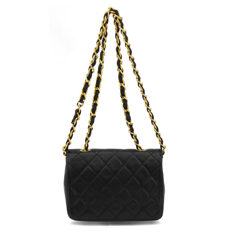 1990s Chanel Black Leather Mini Flap Bag at 1stDibs