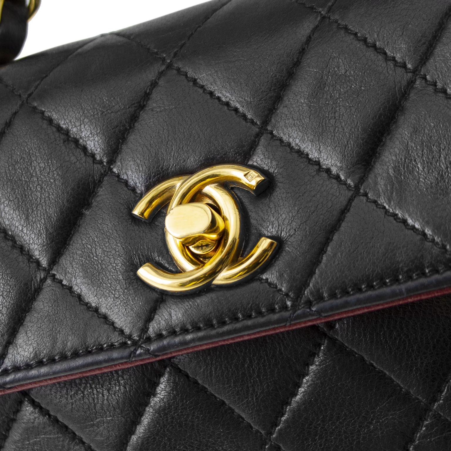 1990s Chanel Black Leather Mini Flap Bag  In Good Condition In Toronto, Ontario