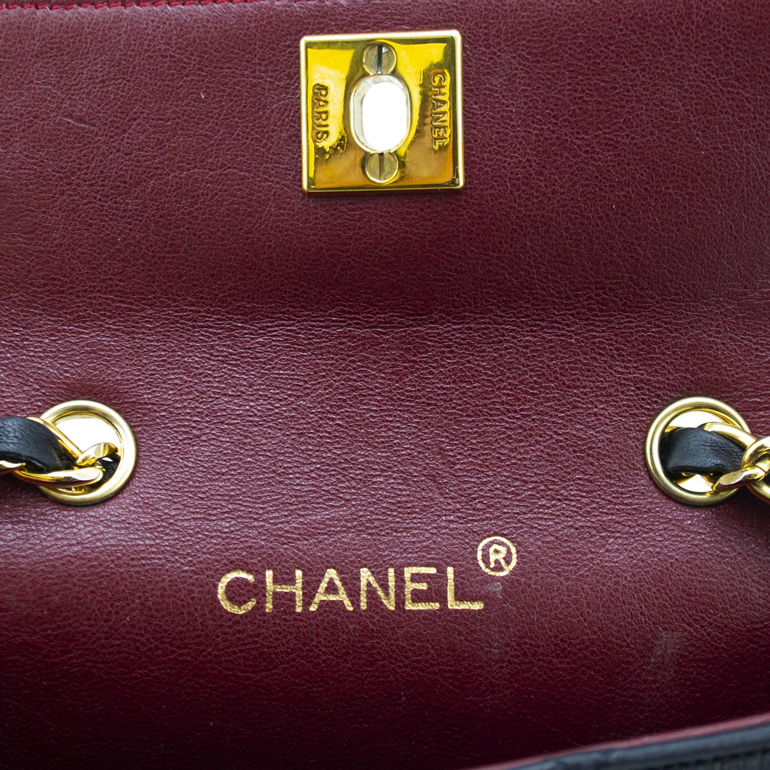 1990s Chanel Black Leather Mini Flap Bag  1