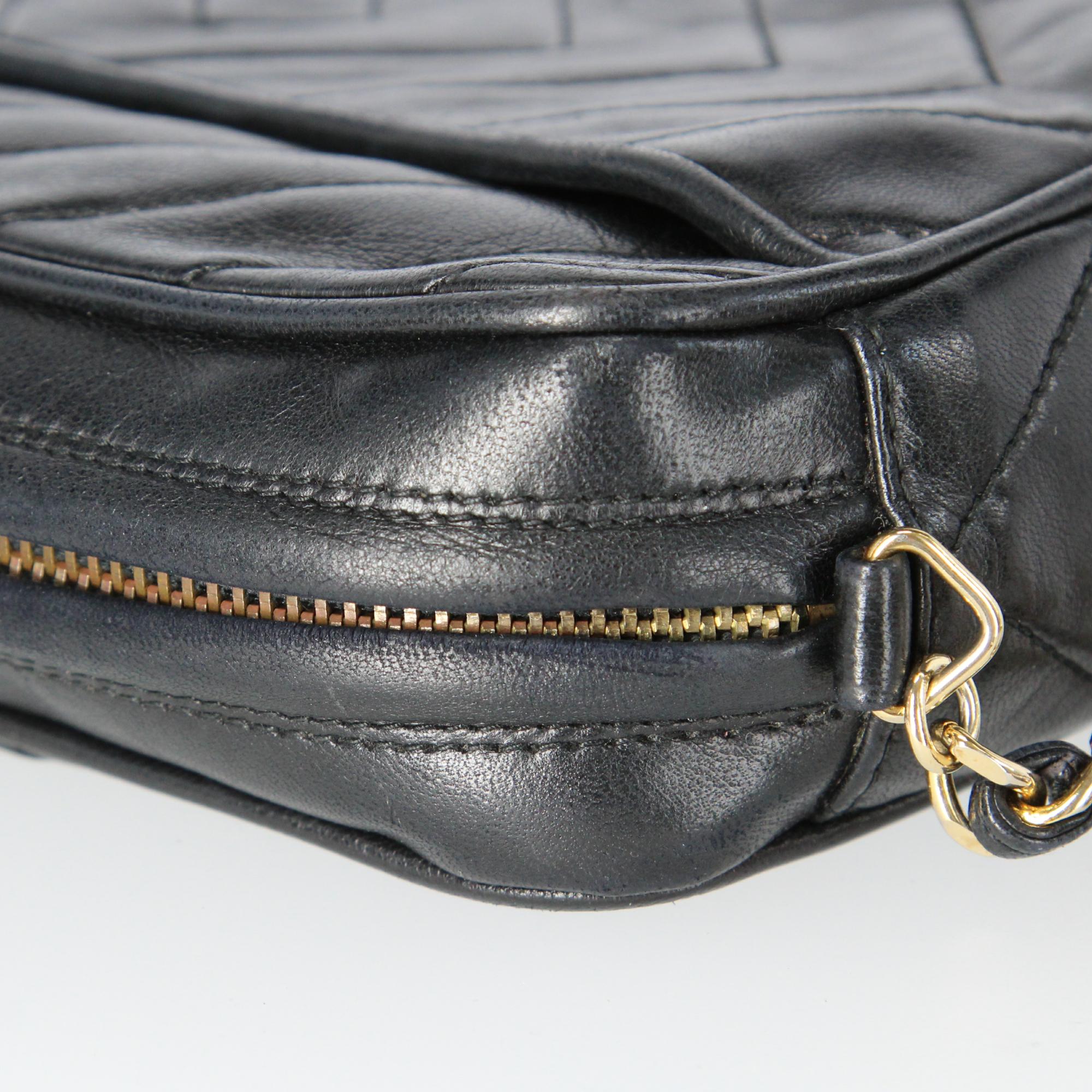 1990s Chanel Black Leather Shoulder Bag 6