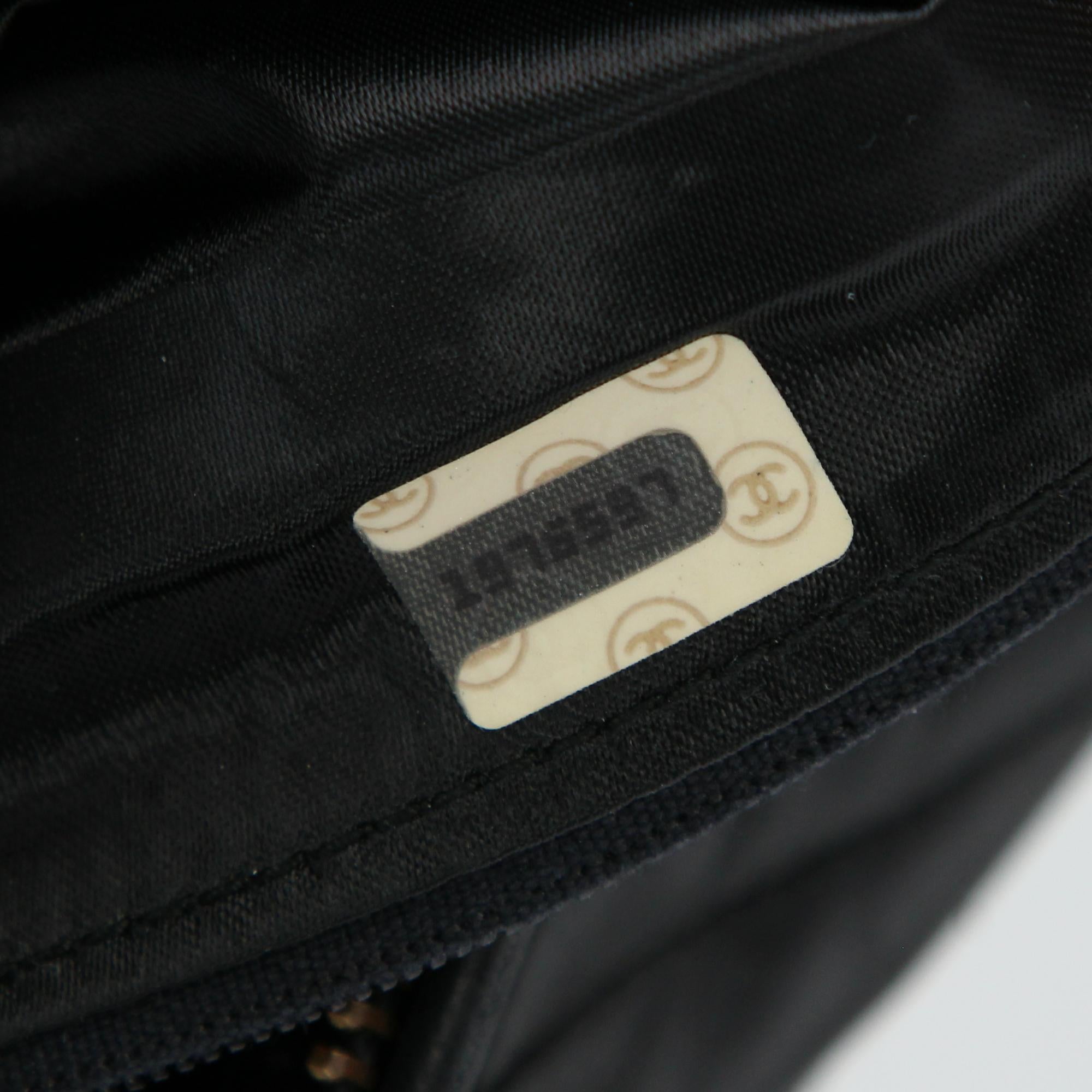 1990s Chanel Black Leather Shoulder Bag 10