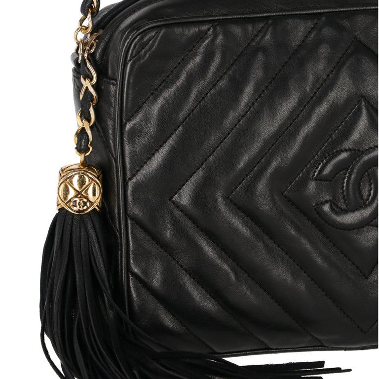 1990s Chanel Black Leather Shoulder Bag at 1stDibs