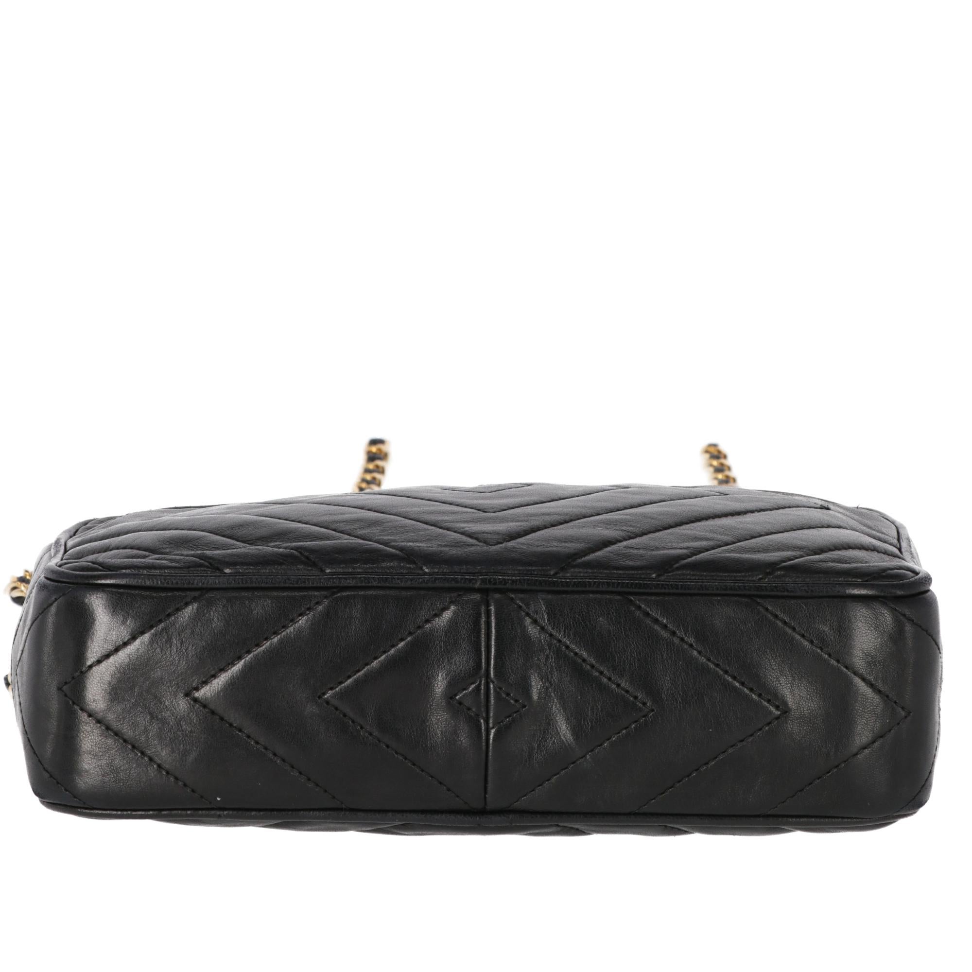 1990s Chanel Black Leather Shoulder Bag 3