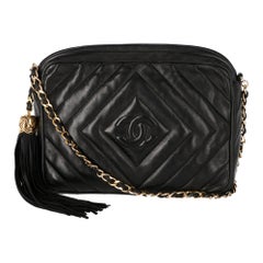 1990s Chanel Black Leather Shoulder Bag