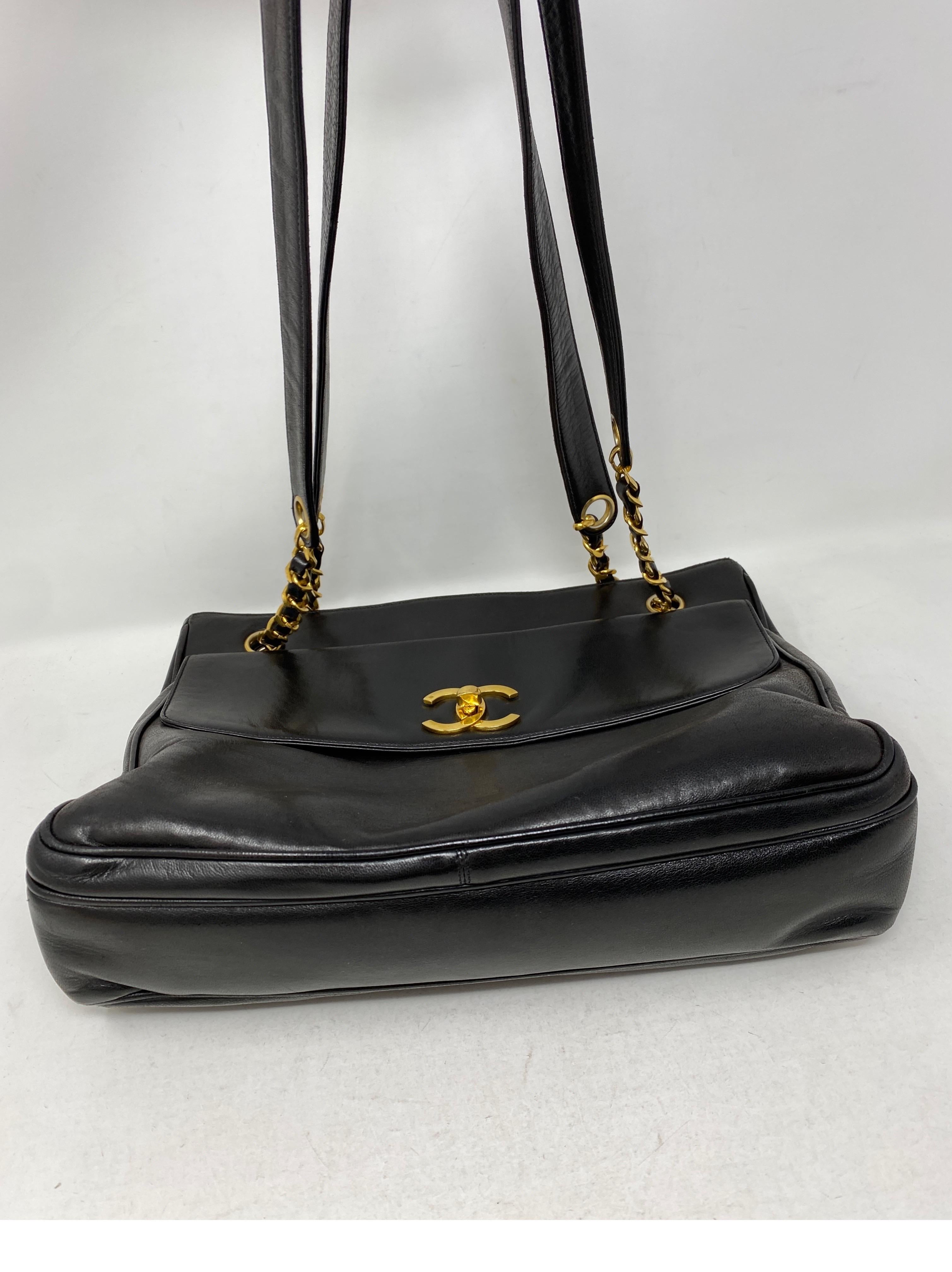 Women's or Men's 1990s Chanel Black Leather Tote Bag