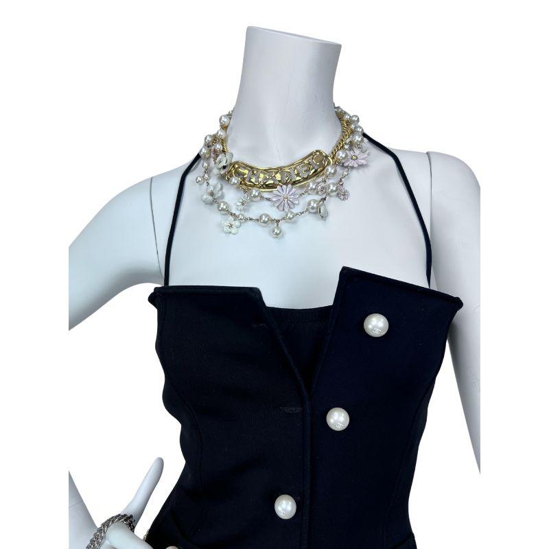 1990s Chanel Black One-Piece Pearl Swimsuit Sz: 42 For Sale 1