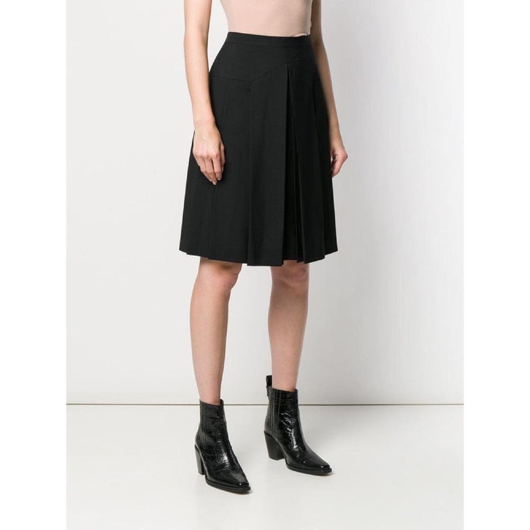 1990s Chanel Black Pleated Skirt at 1stDibs
