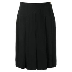 1990s Chanel Black Pleated Skirt