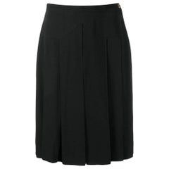 1990s Chanel Black Pleated Skirt