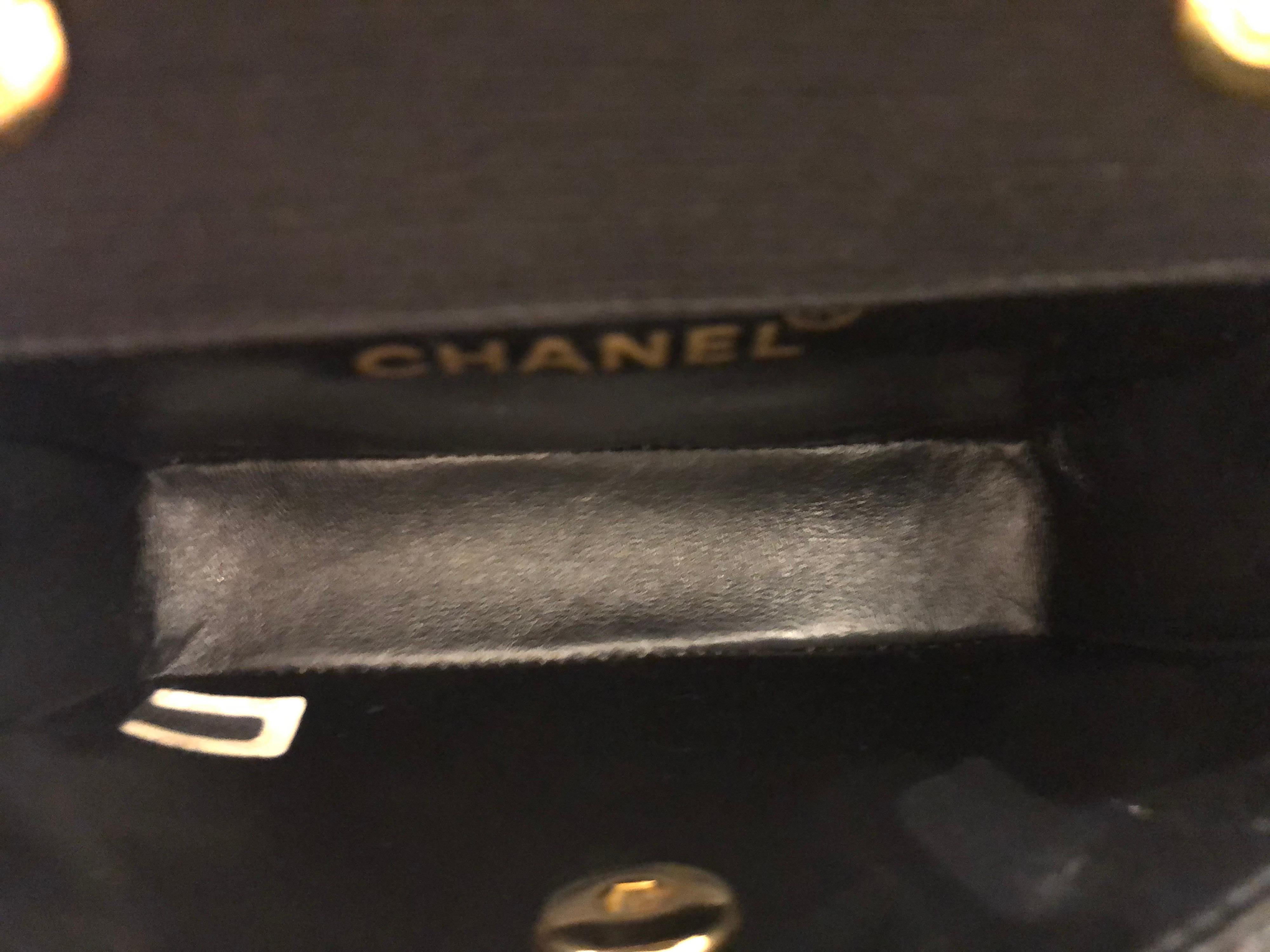 1990s Chanel Black Quilted Canvas Mini Flap Bag 2