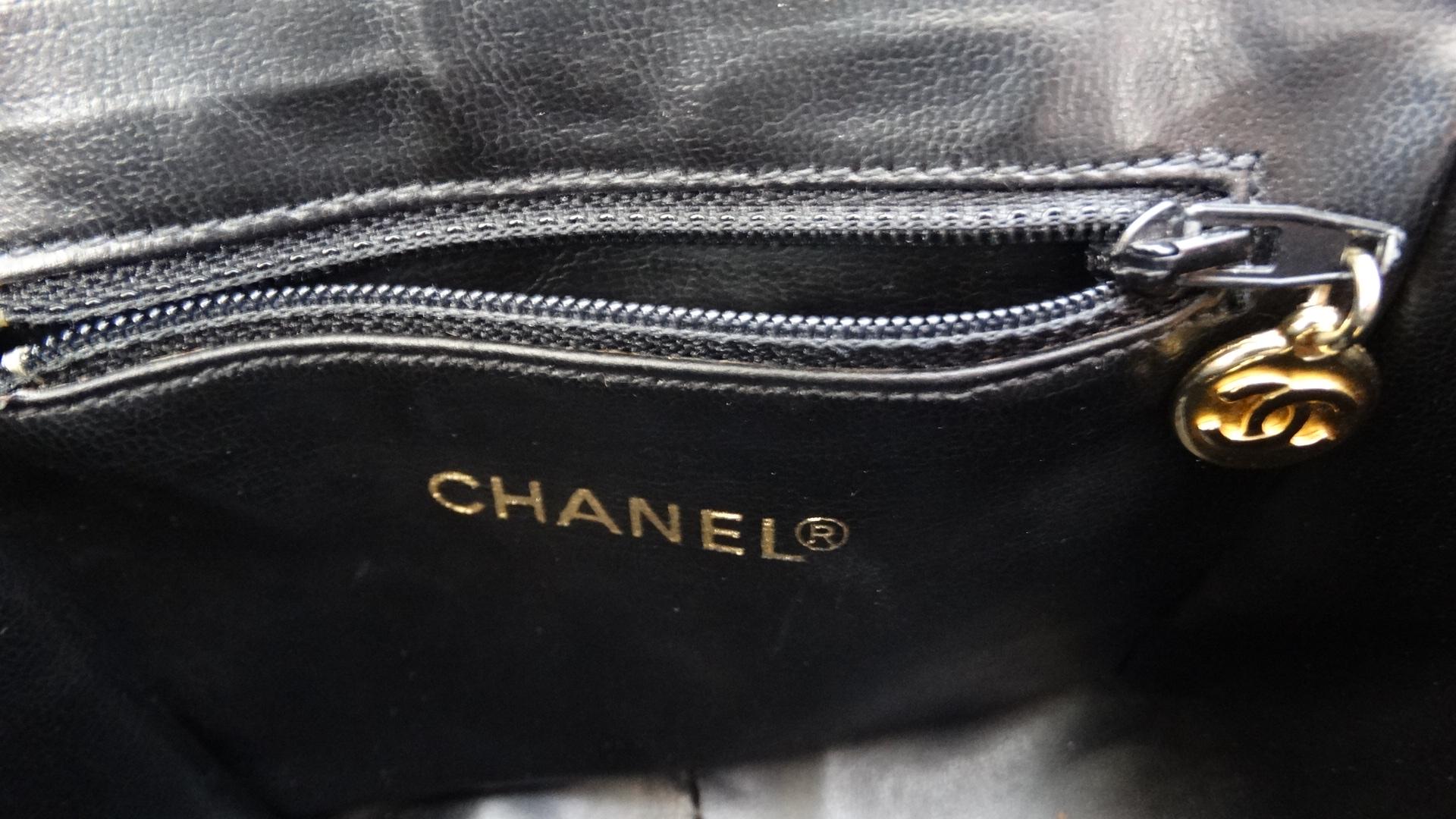 Chanel 1990s Black Quilted Caviar Leather Camera Bag  In Good Condition In Scottsdale, AZ