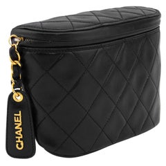 1990s Chanel Black Quilted Waist Bag 